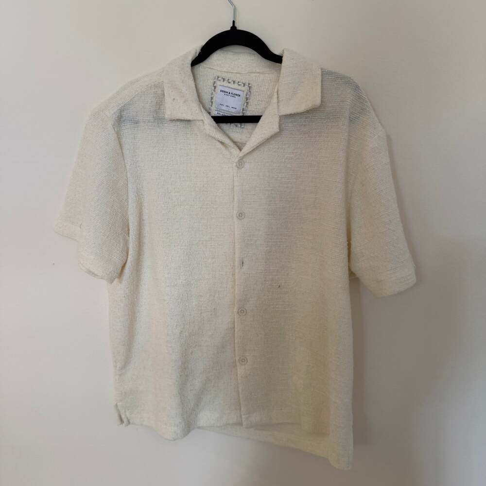 Denim & Flower Ricky Singh Textured Knit Short Sleeve Camp Shirt - Picture 3 of 5